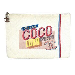 CHANEL Pink Canvas Pouch